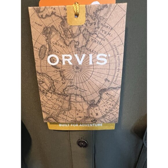 Orvis XL Army Green Button Down Utility Drawstring Waist Short Dress Zip Pockets - Picture 8 of 13